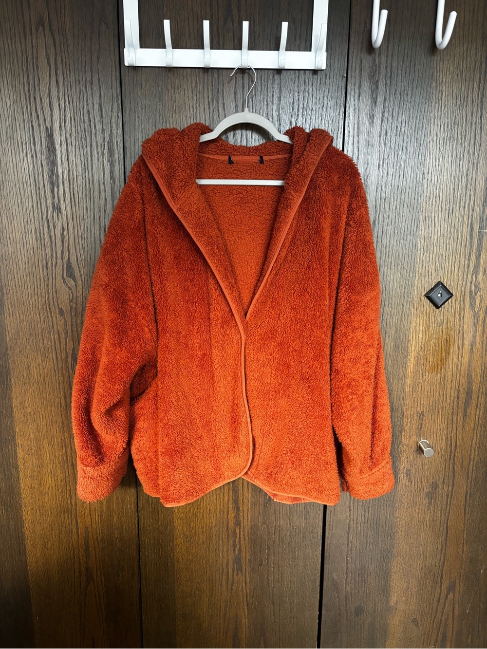 Plush Hooded Jacket - Rust